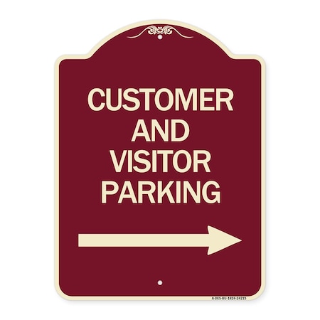 Signmission Customer and Visitor Parking W/ Right Arrow Heavy-Gauge Aluminum Sign, 24" x 18", BU-1824-24215 A-DES-BU-1824-24215